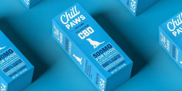 CBD remedies for pets are showcased by multiple Chill Paws 500mg CBD boxes.
